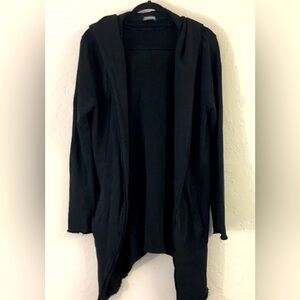 H&M Divided 100% Cotton Hooded Open Front Long Line Cardigan Small Black Casual